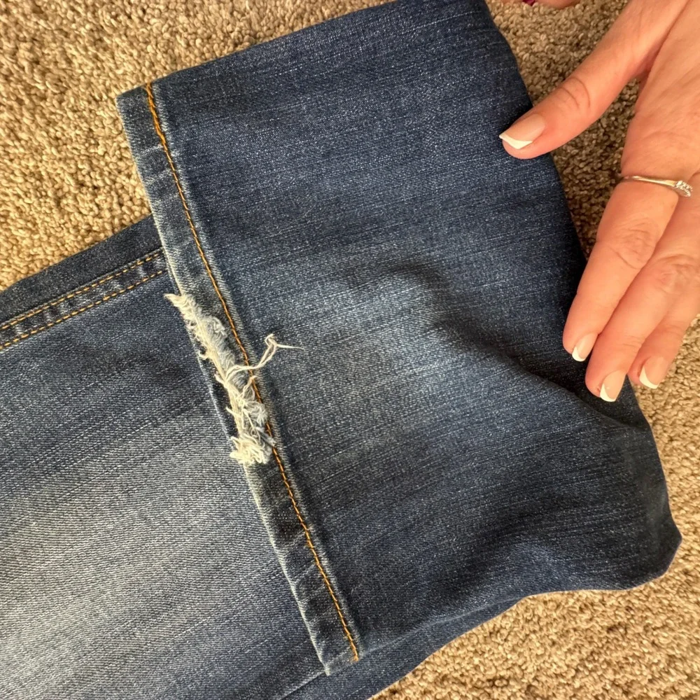 Levis 527 Slim Bootcut Jeans Mens 38x32 Dark Wash Stretch‎ Denim Blue Whiskered